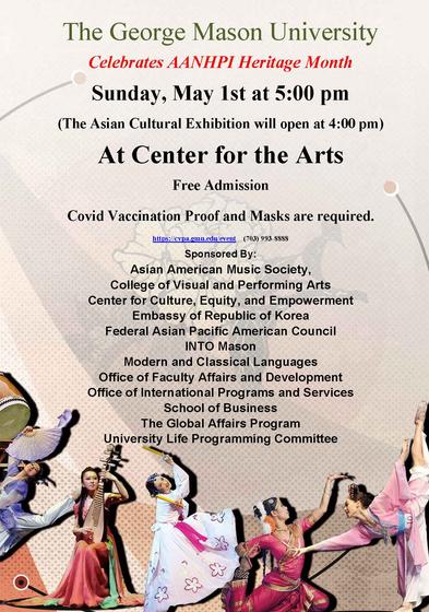 Flyer for the AANHPI Heritage Month Celebration May 1st at 5:00 p.m.